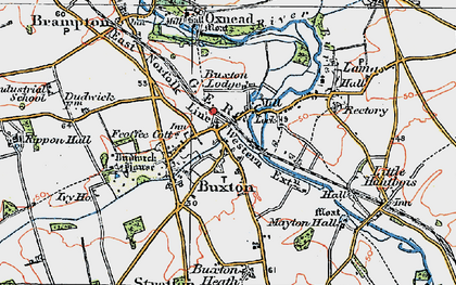 Old map of Buxton in 1922