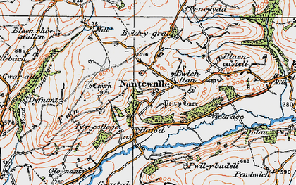 Old map of Bwlch-Llan in 1923
