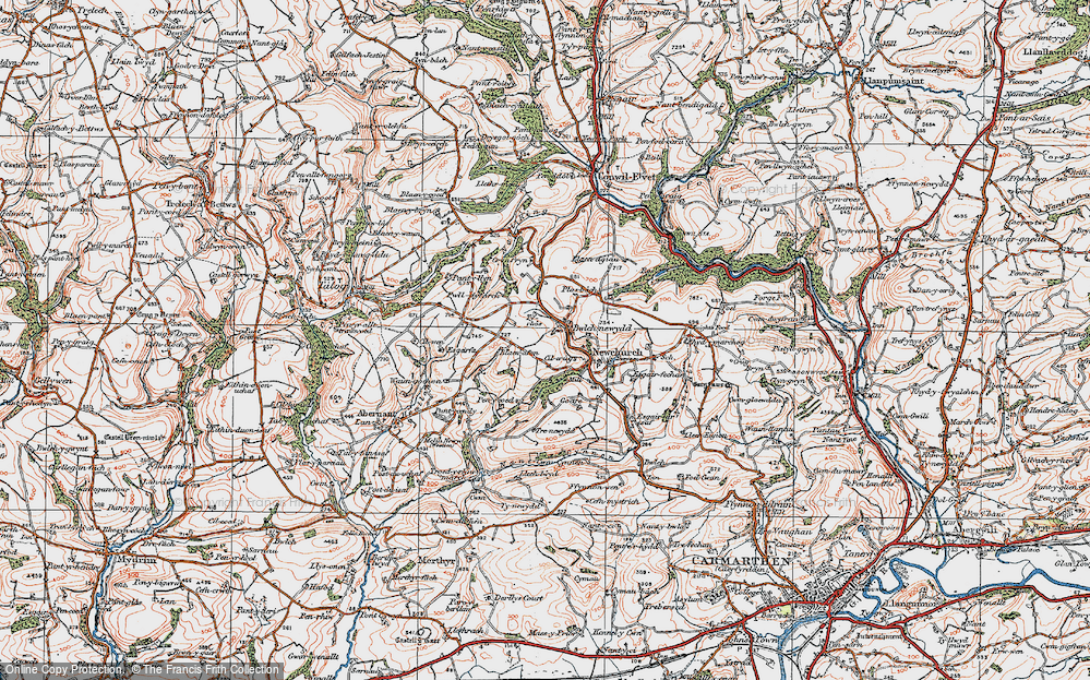 Old Map of Historic Map covering Trawsmawr in 1923