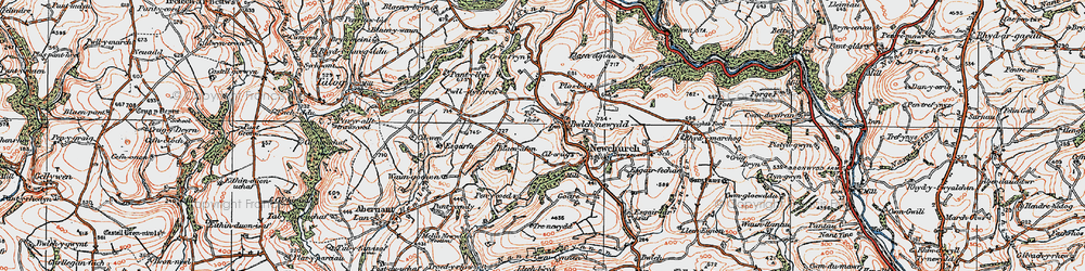 Old map of Bwlch-newydd in 1923