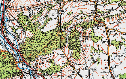 Old map of Bwlch-y-cwm in 1919