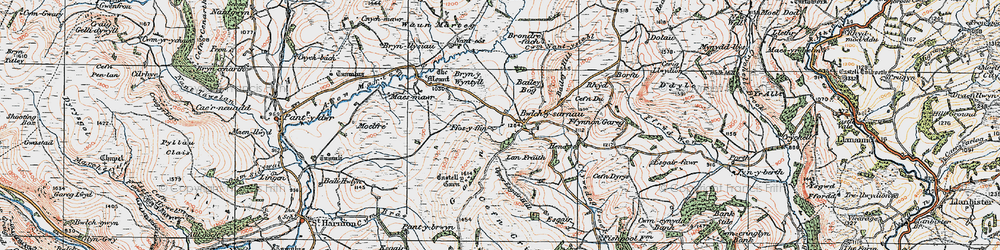 Old map of Bwlch-y-sarnau in 1922