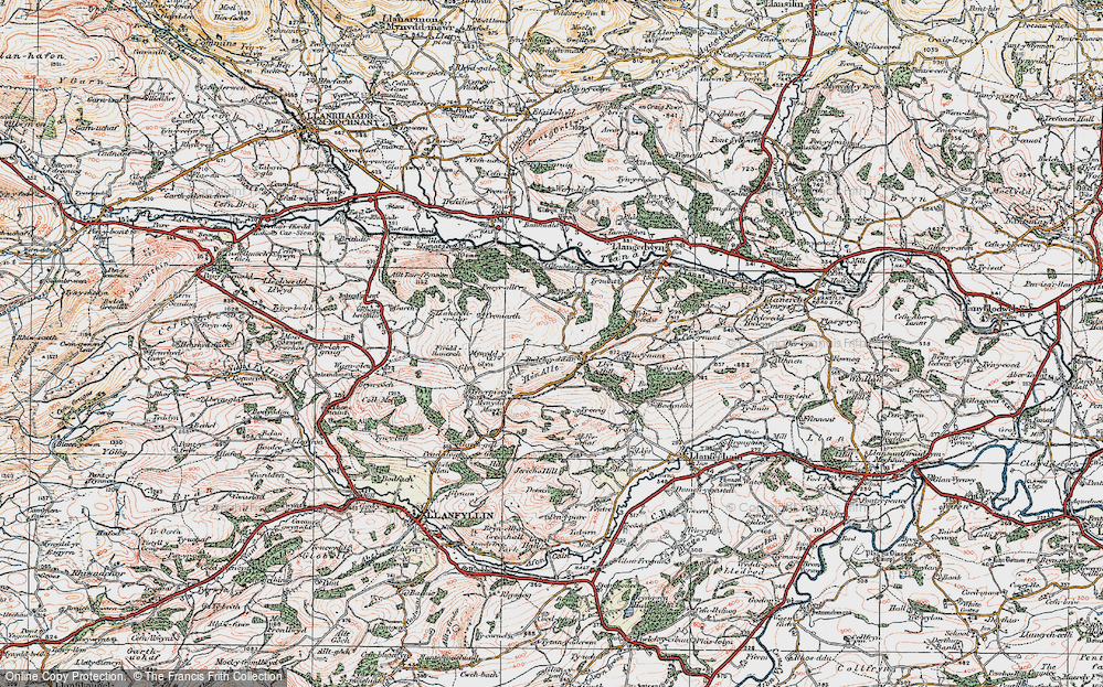 Old Map of Bwlchyddar, 1921 in 1921