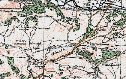 Old map of Bwlchyddar in 1921
