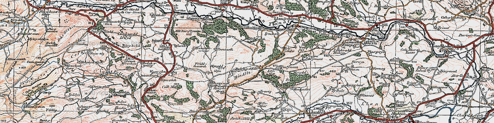 Old map of Bwlchyddar in 1921