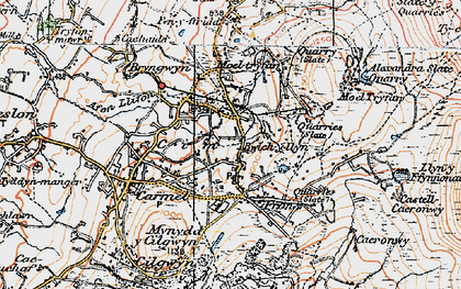 Old map of Bwlchyllyn in 1922