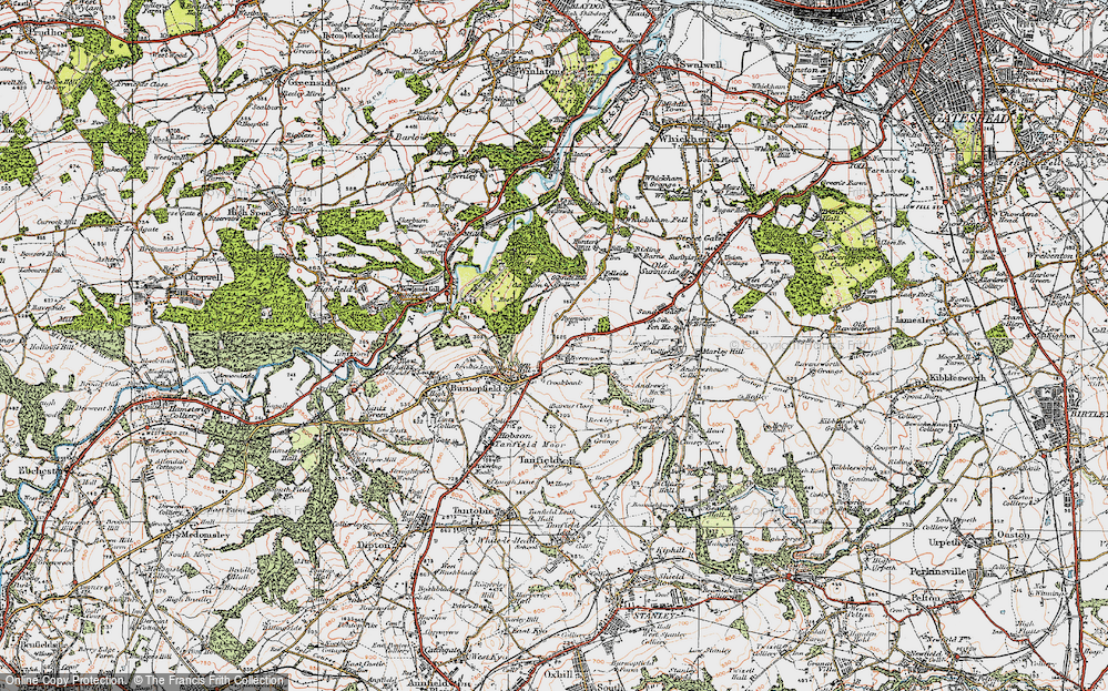 Old Map of Byermoor, 1925 in 1925