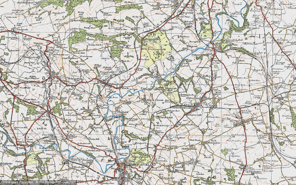 Old Map of Byers Green, 1925 in 1925