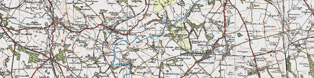Old map of Byers Green in 1925