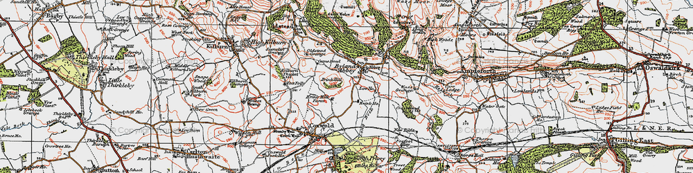 Old map of Byland Abbey in 1925
