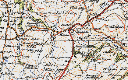 Old map of Bylchau in 1922
