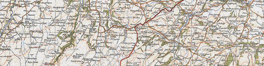 Old map of Brynrhedyn in 1922