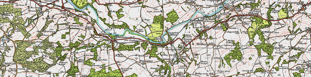 Old map of Bywell in 1925