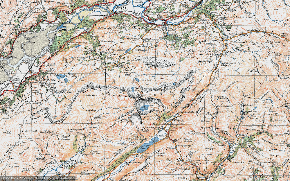 Old Map of Cadair Idris, 1921 in 1921