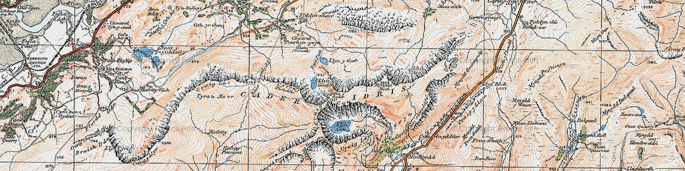 Old map of Cader Idris in 1921