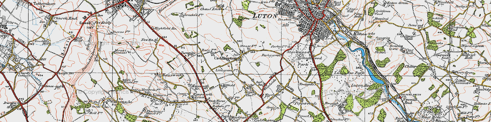 Old map of Caddington in 1920