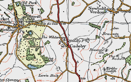 Old map of Cadeby in 1921