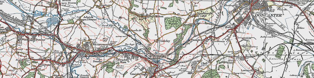 Old map of Cadeby in 1923