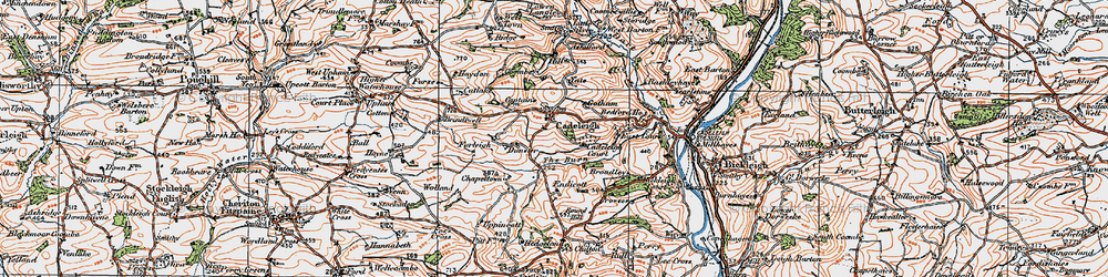 Old map of Cadeleigh in 1919