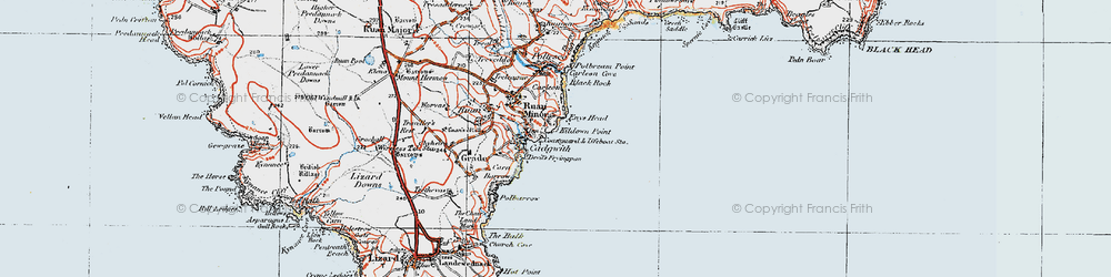 Old map of Cadgwith in 1919