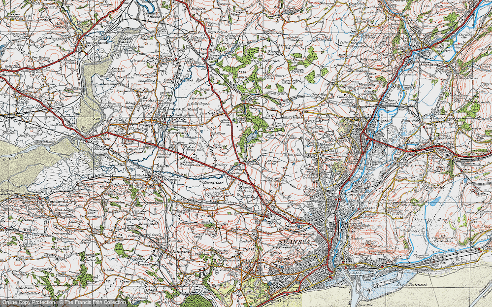 Old Map of Historic Map covering Bryn-rhôs in 1923