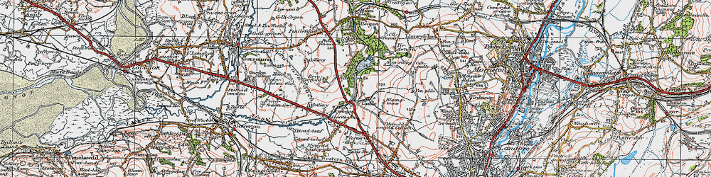 Old map of Bryn-rhôs in 1923