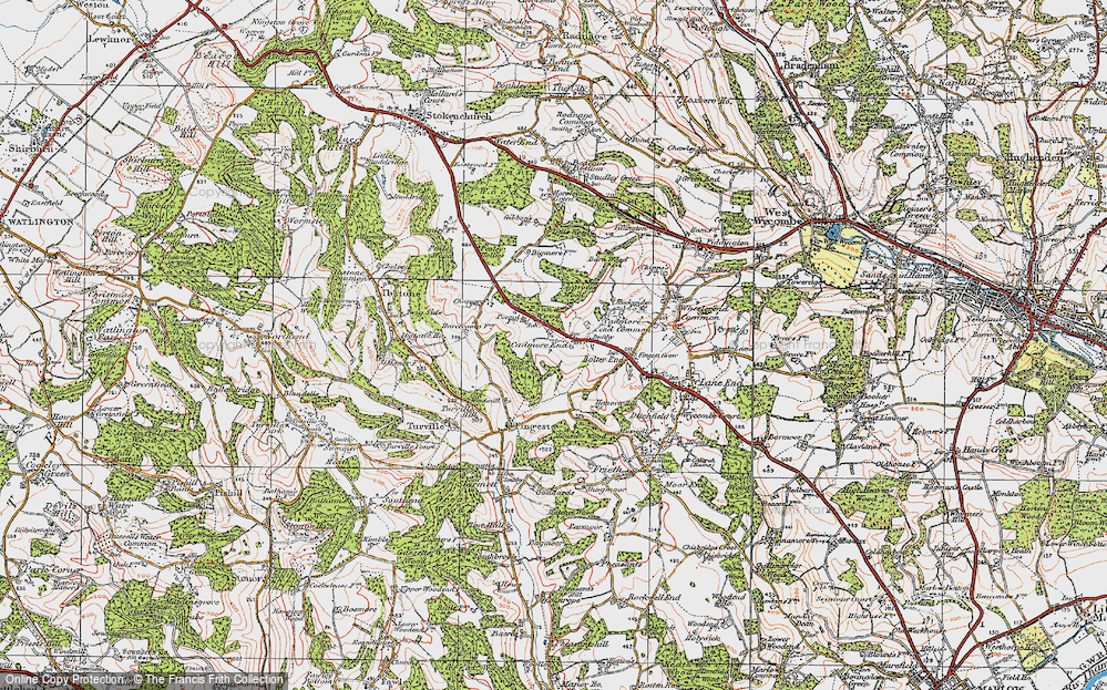 Old Map of Historic Map covering Leygrove's Wood in 1919