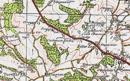 Old map of Cadmore End in 1919