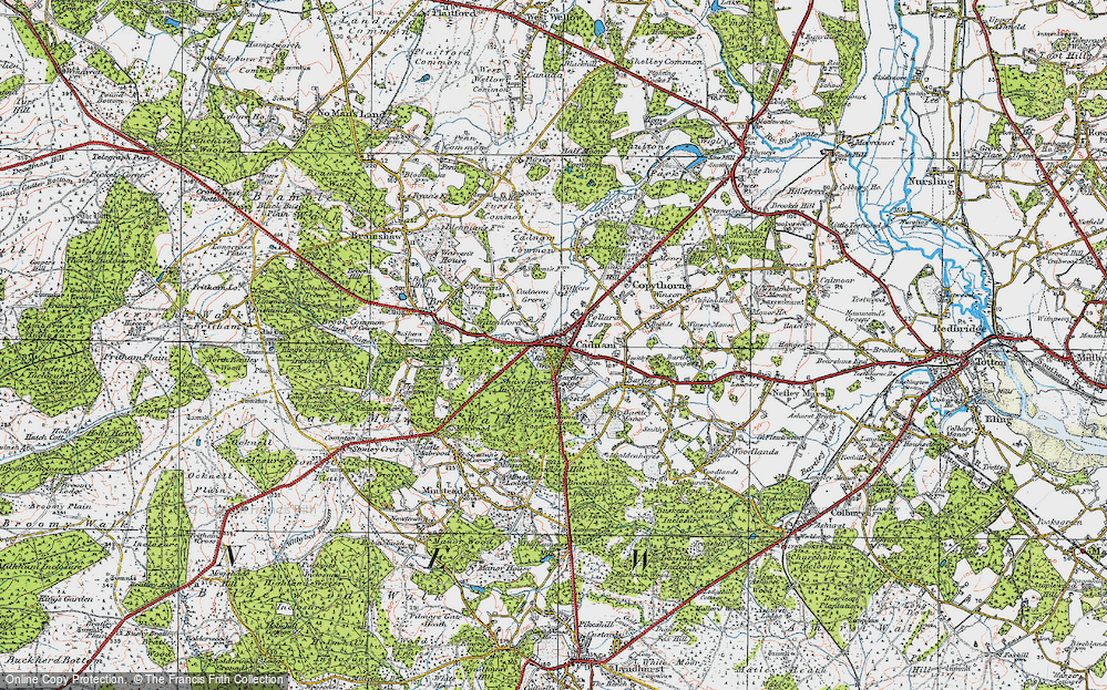 Old Map of Historic Map covering Bartley Lodge in 1919