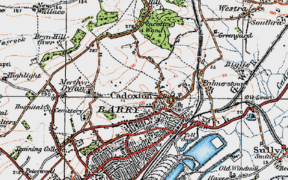 Old map of Cadoxton in 1919