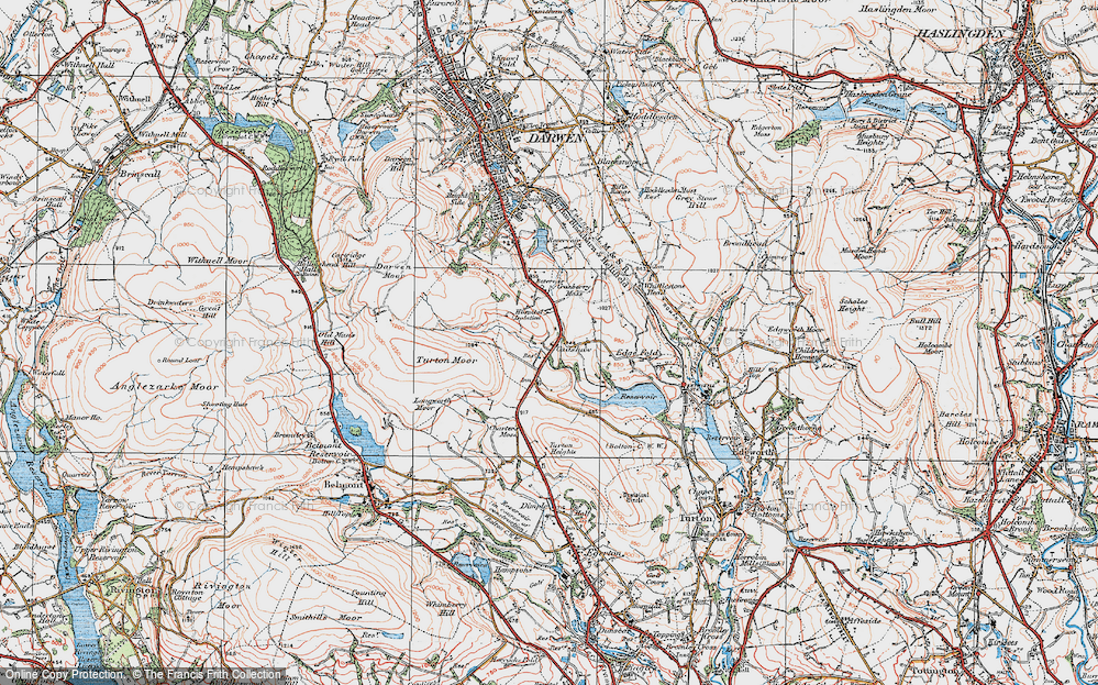 Old Map of Historic Map covering Turton and Entwistle Resr in 1924