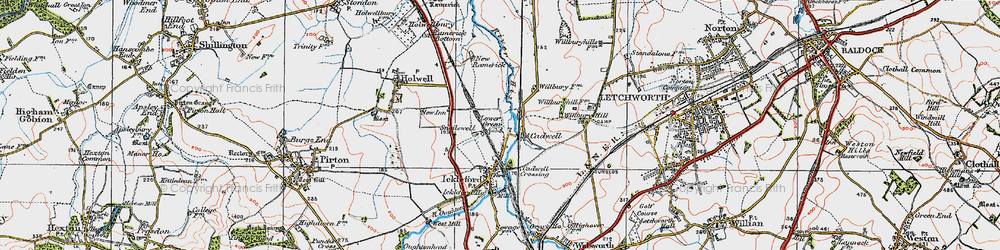 Old map of Cadwell in 1919