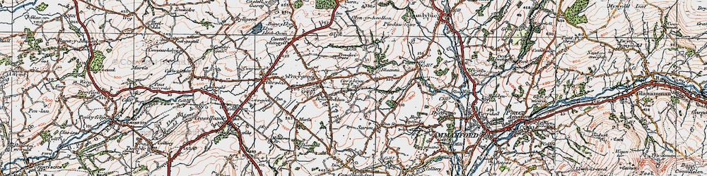Old map of Afon Lash in 1923
