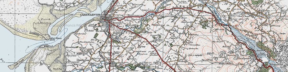 Old map of Caeathro in 1922