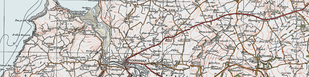 Old map of Caemorgan in 1923
