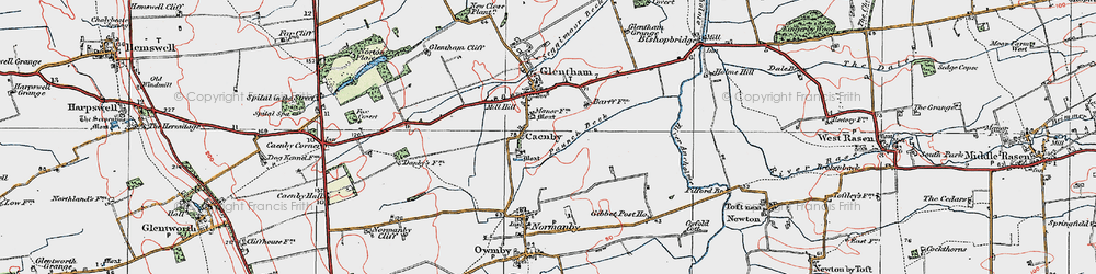 Old map of Caenby in 1923