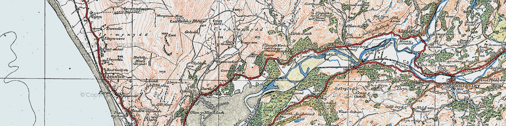 Old map of Uwch-mynydd in 1922