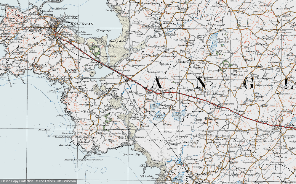 Old Map of Historic Map covering Ysbylldir in 1922