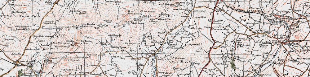 Old map of Afon Tewgyll in 1922