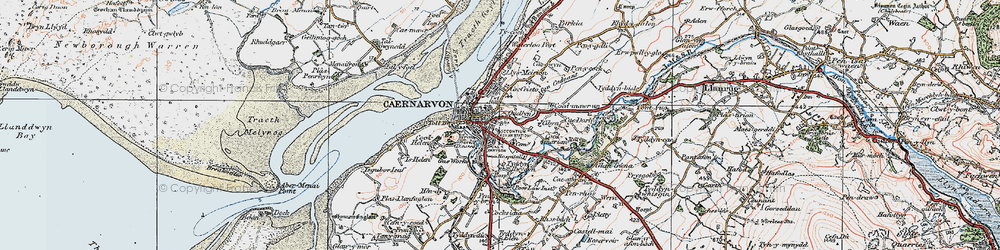 Old map of Caernarfon in 1922