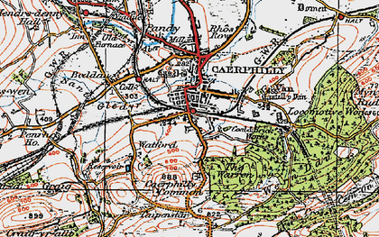 Old map of Caerphilly in 1919