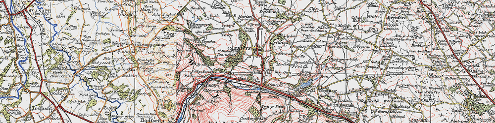 Old map of Caerwys in 1924