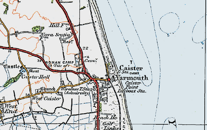 Old map of Caister-on-Sea in 1922