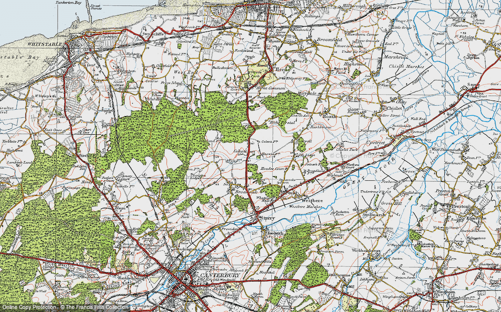 Old Map of Historic Map covering Brambles Wildlife Park in 1920