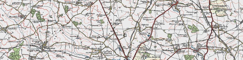 Old map of Caldecote in 1919