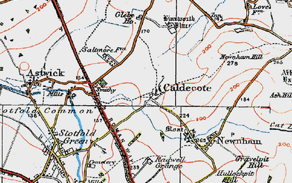 Old map of Caldecote in 1919