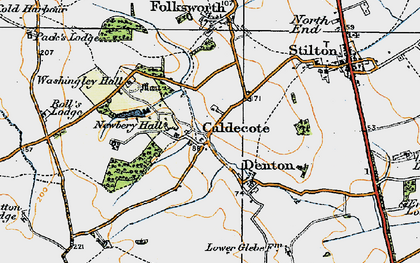 Old map of Caldecote in 1920