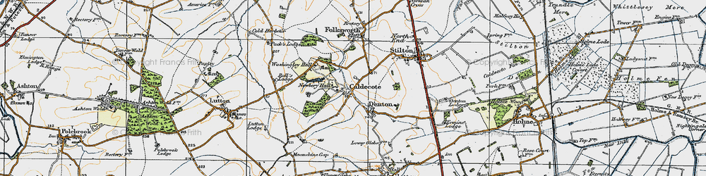 Old map of Caldecote in 1920