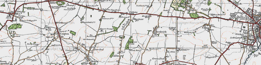 Old map of Caldecote in 1920