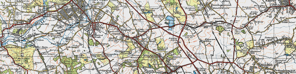 Old map of Bentley Priory in 1920